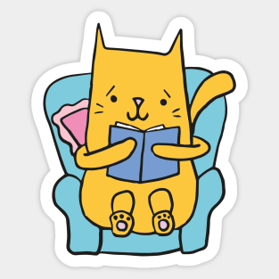 Reading Cat Sticker